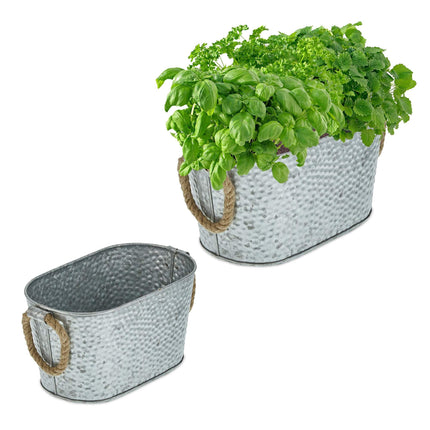 Zinc tub with hammered surface, set of 2