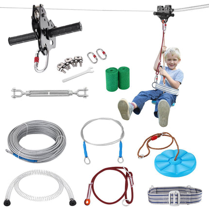 Zip Line Kit 30.48 m, 227 kg Capacity, Seat and Harness