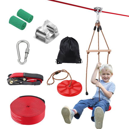 Zip Line Kit, 65 Ft, 500 Lb Capacity, Harness Seat Bar