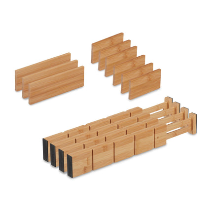 bamboo drawer divider set in 13 parts