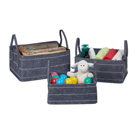 felt storage basket in 3 parts