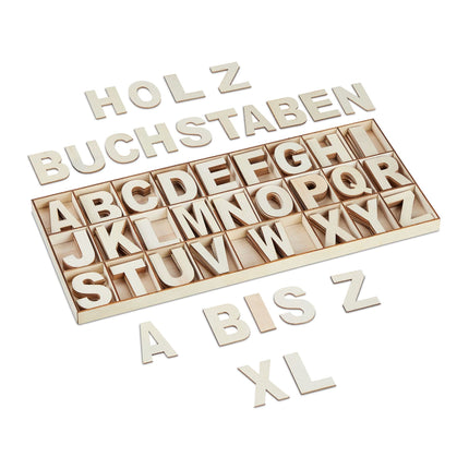 letter set in wood with 208 parts natural