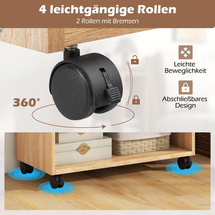 mobile rolling container with drawer office cabinet with adjustable shelves natural