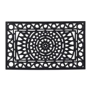 rectangular iron look rubber door mat