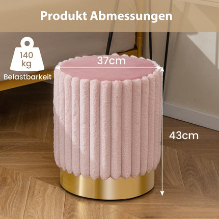 round velvet ottoman upholstered footstool with sturdy metal base φ37 x 43 cm pink