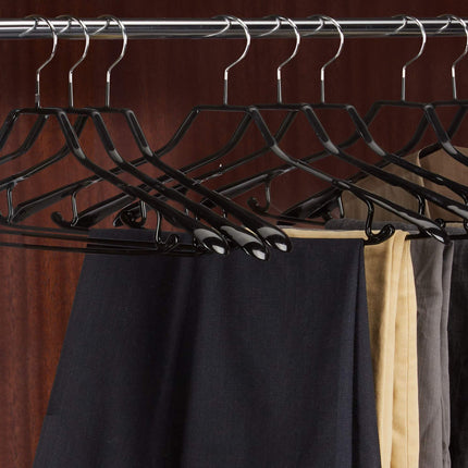 set of 10 black suit hangers with anti-slip