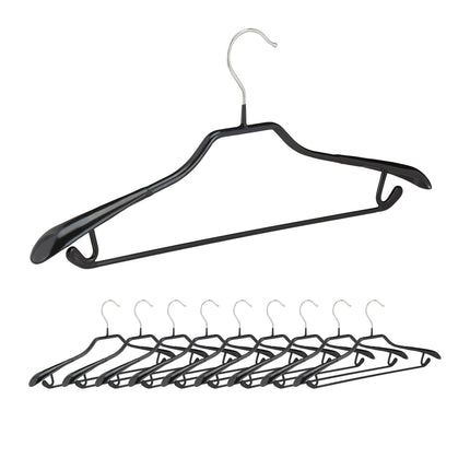 set of 10 black suit hangers with anti-slip