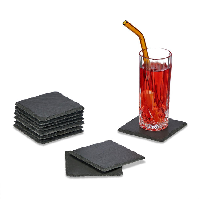 set of 10 coasters in slate 10x10 cm