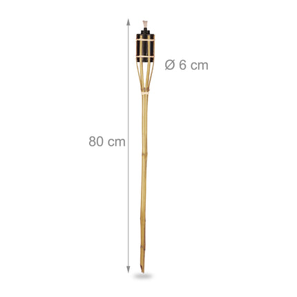 set of 10 garden torches bamboo 80 cm