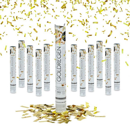 set of 12 Party Poppers "Golden rain" 40 cm