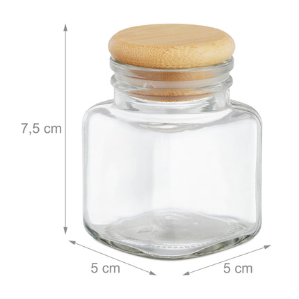 set of 12 spice jars with bamboo lids