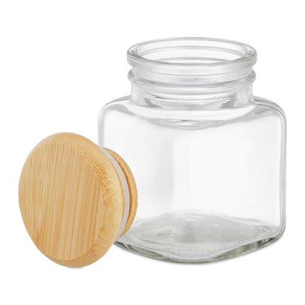 set of 12 spice jars with bamboo lids