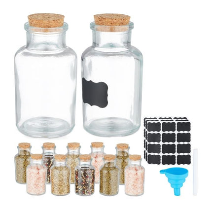 set of 12 spice jars with cork lids
