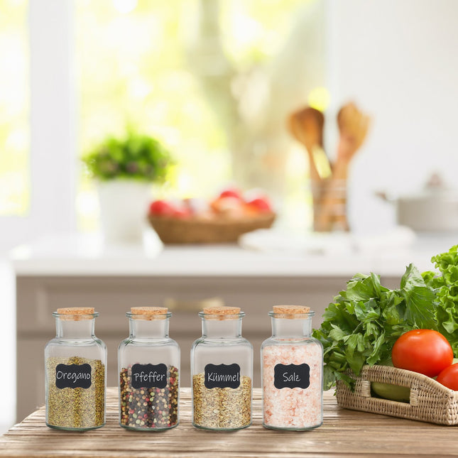 set of 12 spice jars with cork lids