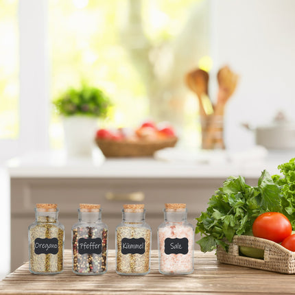 set of 12 spice jars with cork lids