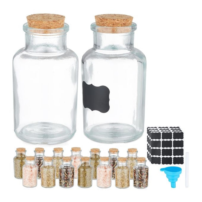 set of 16 spice jars with cork lids