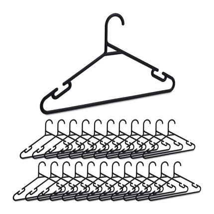 set of 24 coat hangers in black plastic