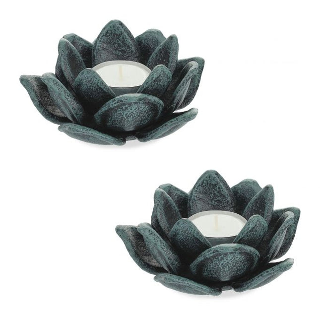 set of 2 Lotus-shaped tea light holders
