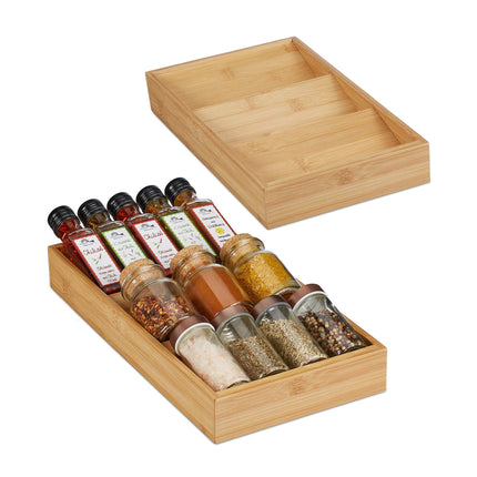 set of 2 bamboo spice racks for drawers