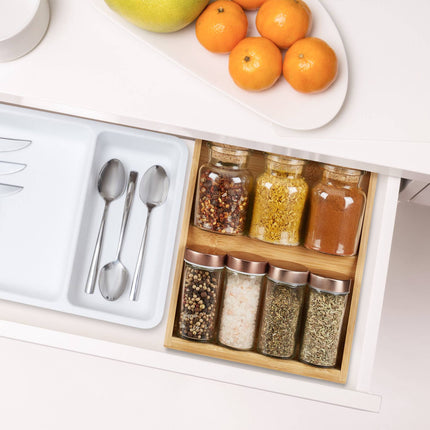 set of 2 bamboo spice racks for drawers