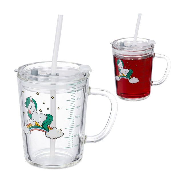 set of 2 children's glasses with a horse motif