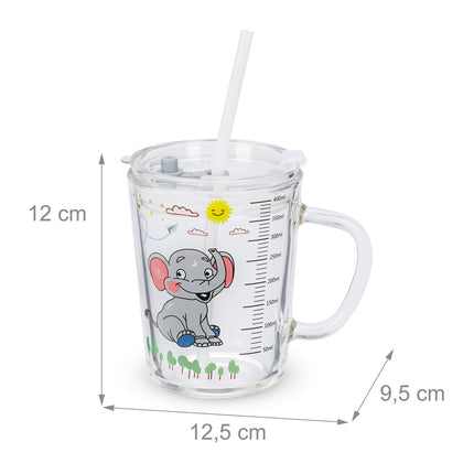 set of 2 children's glasses with an elephant motif