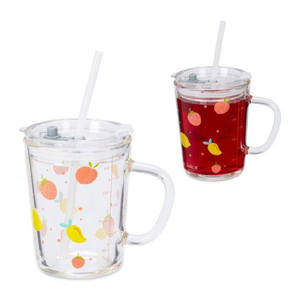 set of 2 children's glasses with fruit motifs