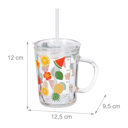 set of 2 children's glasses with fruit motifs