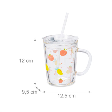 set of 2 children's glasses with fruit motifs