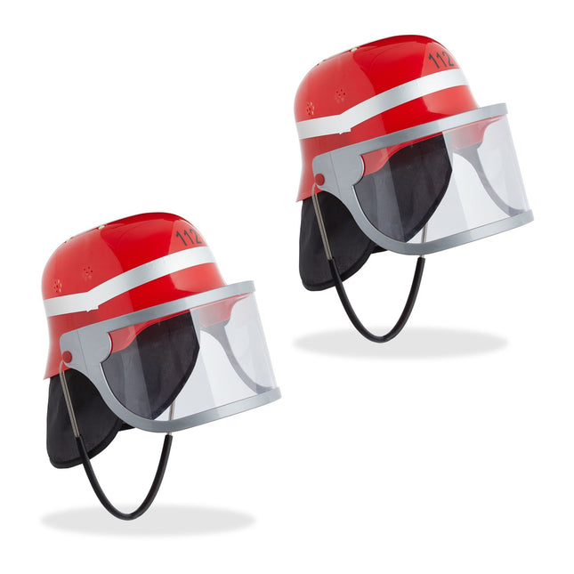 set of 2 firefighter helmets for children in red