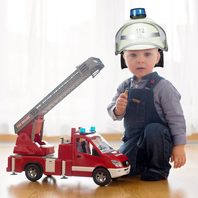 set of 2 firefighter helmets with blue light