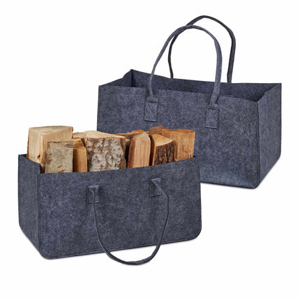set of 2 firewood sacks in felt