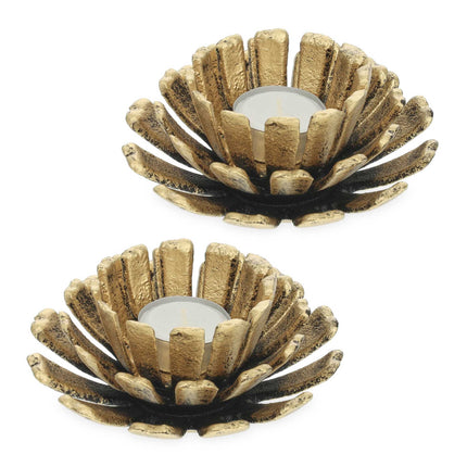 set of 2 flower-shaped tealight holders