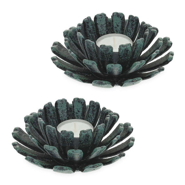 set of 2 flower-shaped tealight holders