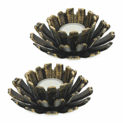 set of 2 flower-shaped tealight holders