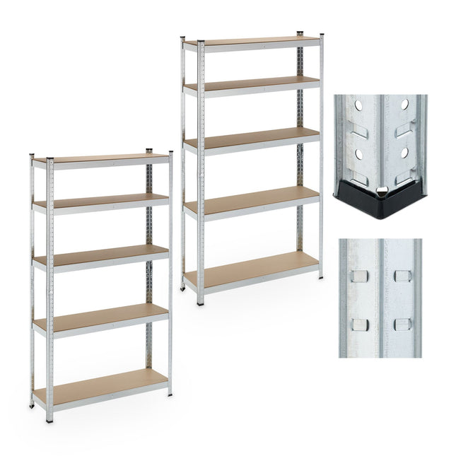 set of 2 sturdy shelves with 5 levels