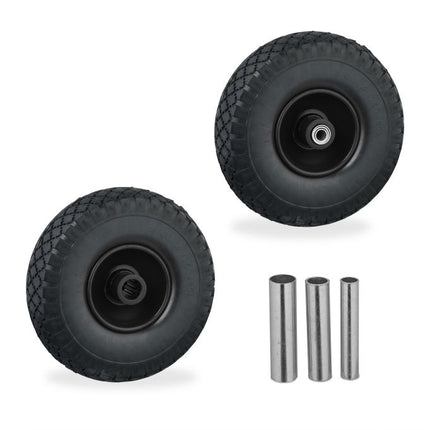 set of 2 wheels for sack cart 3.00-4 solid rubber