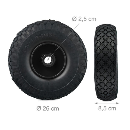 set of 2 wheels for sack cart 3.00-4 solid rubber