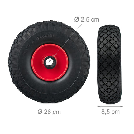 set of 2 wheels for sack cart 3.00-4 solid rubber