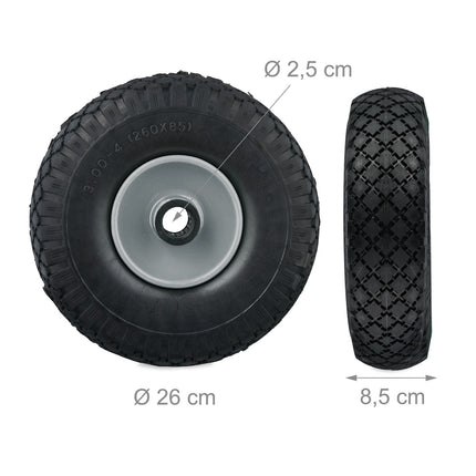 set of 2 wheels for sack cart 3.00-4 solid rubber