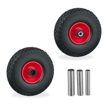 set of 2 wheels for sack cart 3.00-4 solid rubber