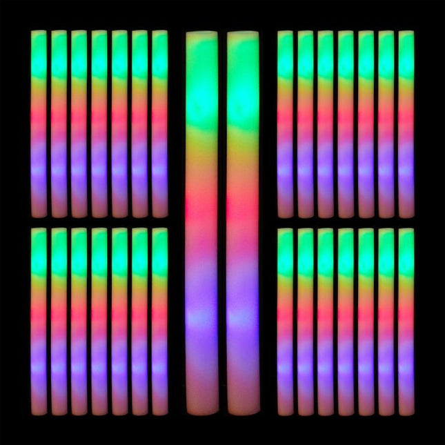 set of 30 LED glow sticks in foam plastic