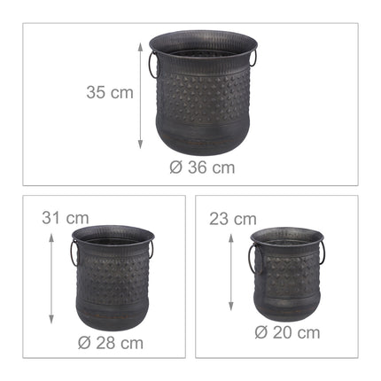 set of 3 antique flower pots