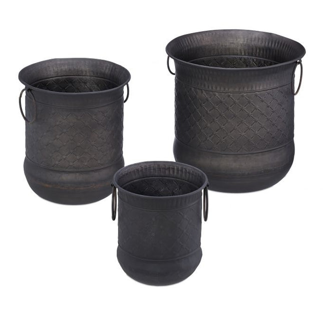 set of 3 antique flower pots