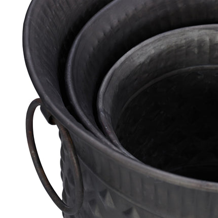 set of 3 antique flower pots