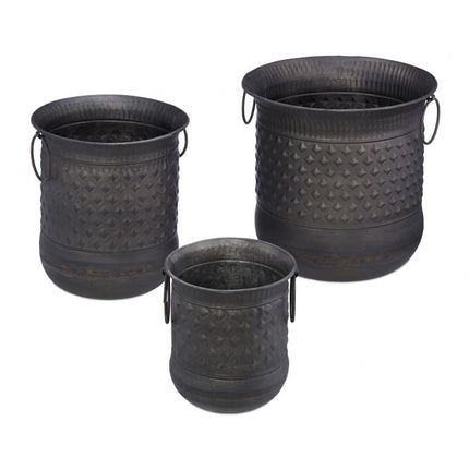 set of 3 antique flower pots