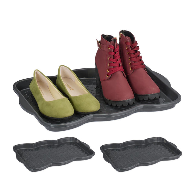 set van 3 lekbakken voor 2 paar schoenen