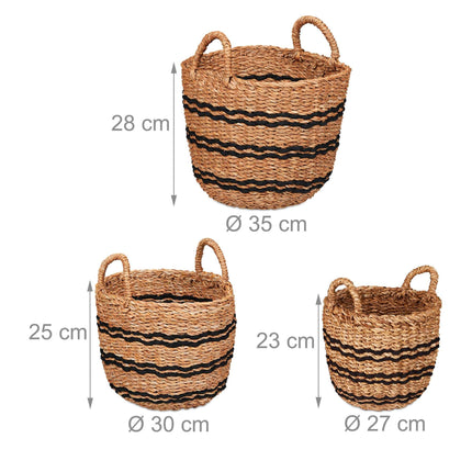 set of 3 storage baskets made of seaweed