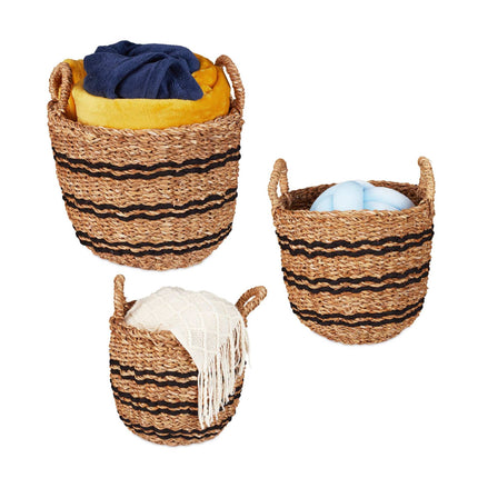 set of 3 storage baskets made of seaweed