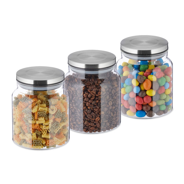set of 3 storage jars with lids 1100 ml
